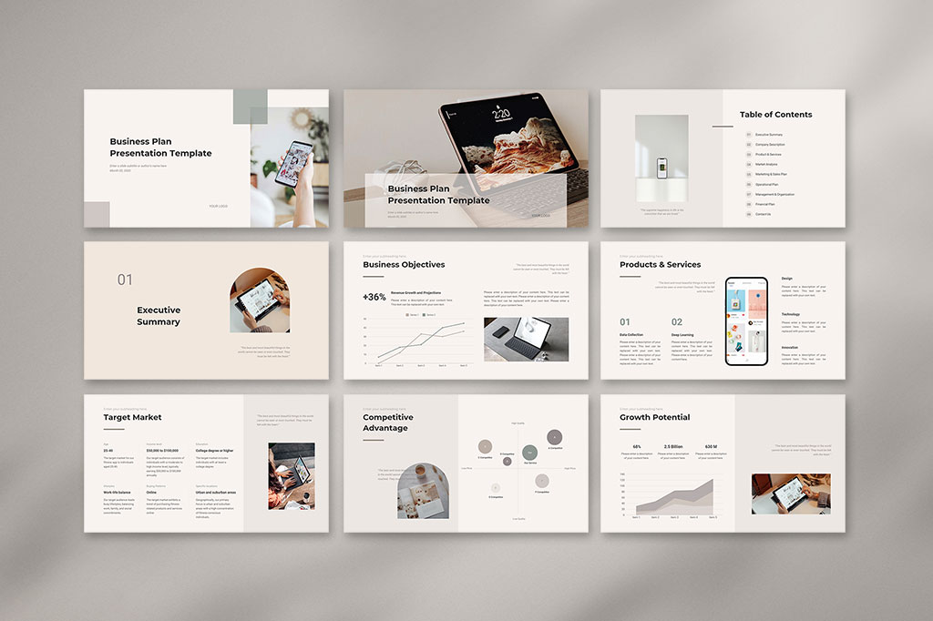 Canva Business Plan Presentation Template Preview 01