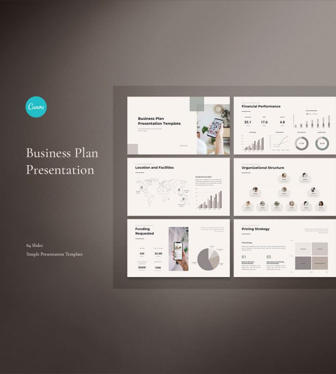 Canva Business Plan Presentation Template Preview